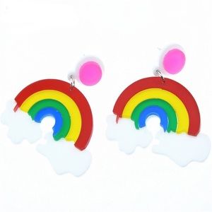 Rainbow Acrylic Dangle Earrings